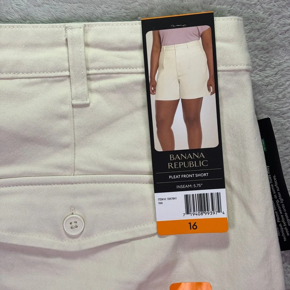 New Banana Republic‎ Women Shorts Sz 16 Tan Pleat Front High Rise Stretch Cotton